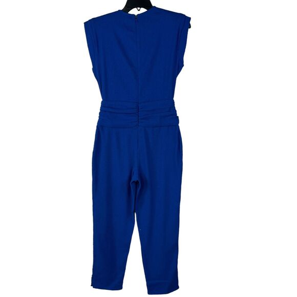 INC International Concepts SZ 6 Cropped Romper Jumpsuit Stretch Pockets Blue - Picture 4 of 8